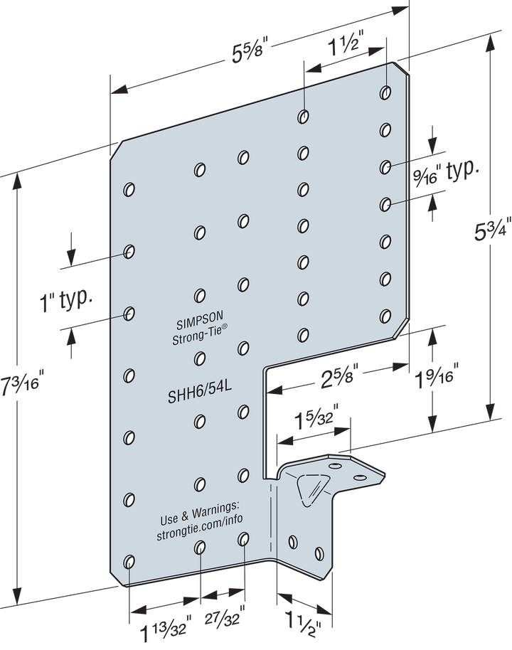 Simpson SHH6/54-KT24 SHH 7-3/16 in. x 5-5/8 in. 54-mil Galvanized Steel Header Hanger 24-Qty