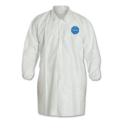 DuPont TY211SWH2X003000 TYVEK LAB COAT SNAP FRONT ELASTIC WRISTS