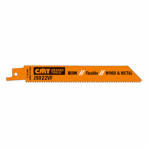 CMT Orange Tools JS922VF-5 RECIPROCATING SAW BLADES for WOOD&METAL (BIM) 6”x 10-14TPI  (5-PCS.)