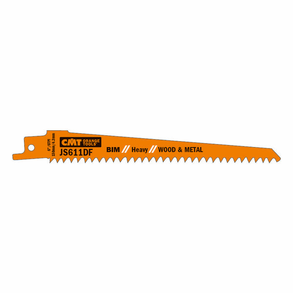 CMT Orange Tools JS611DF-5 RECIPROCATING SAW BLADES for WOOD&METAL (BIM) 6”x 6TPI  (5-PCS.)