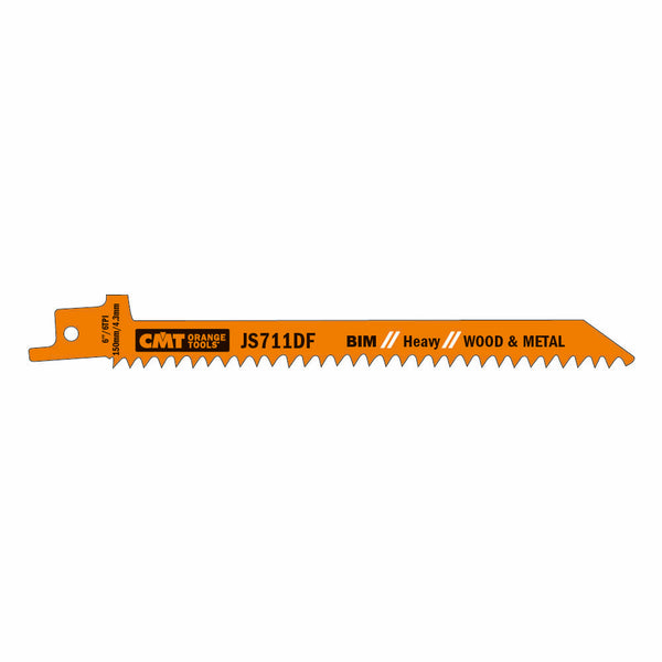 CMT Orange Tools JS711DF-5 RECIPROCATING SAW BLADES for WOOD&METAL (BIM) 6”x 6TPI  (5-PCS.)