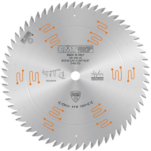 CMT Orange Tools 281.660.10 HEAVY-DUTY FINE FINISH 10”x0.126”/0.087”x5/8”   T=60 TCG