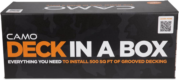 Camo Deck in a Box Hidden Deck Fastener Kit for Composite Decking, 500 sq ft Coverage, 900 hidden fasteners, 3 board benders, and one Stand-Up fastening tool.