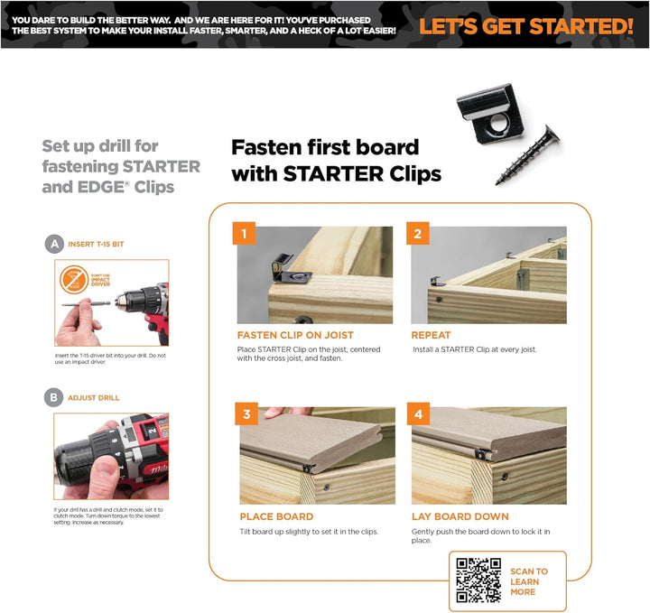 Camo Deck in a Box Hidden Deck Fastener Kit for Composite Decking, 500 sq ft Coverage, 900 hidden fasteners, 3 board benders, and one Stand-Up fastening tool.