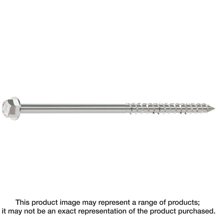 Simpson SDWH19500SS-R10 Strong-Drive SDWH TIMBER-HEX SS Screw — 0.185 in. x 5 in. 5/16 Hex, Type 316 10-Qty