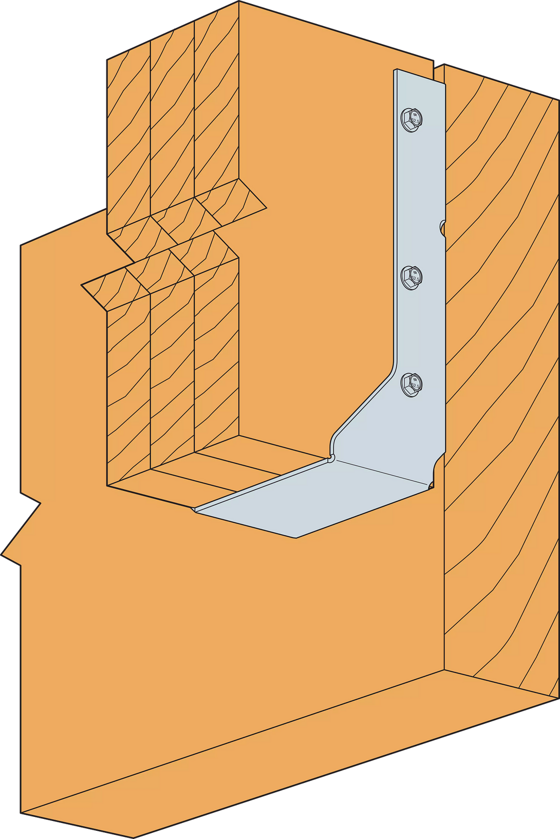 Simpson HUCQ210-3Z-SDS HUCQ ZMAX Galvanized Heavy Face-Mount Concealed-Flange Joist Hanger for Triple 2x10 w/ Screws