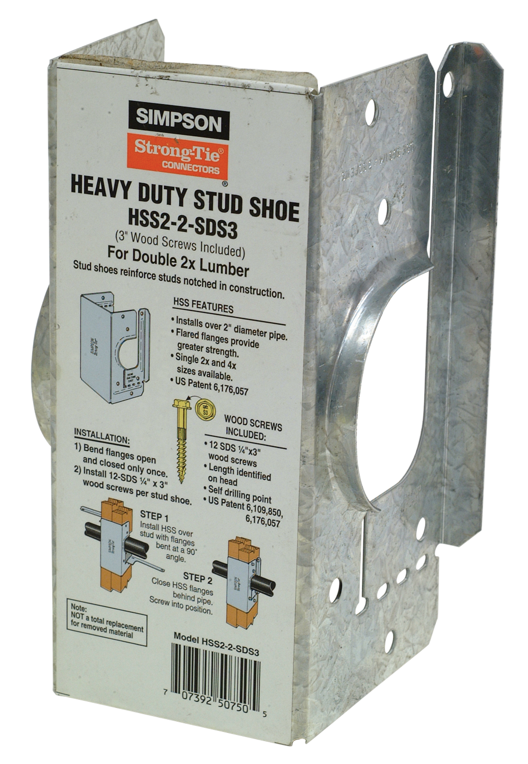 Simpson HSS2-2-SDS3 HSS Galvanized Stud Shoe for Double 2x, with Strong-Drive SDS Screws