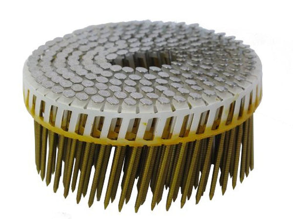 B&C Eagle 112X092HDRPC 1-1/2" x .092 Round Head 15° Hot Dip Galvanized Ring Shank Plastic Collated Coil Nails (6,000 per box)