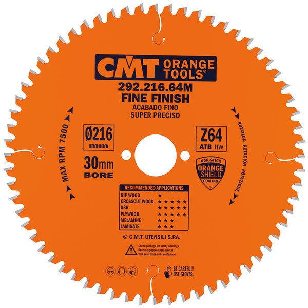 CMT Orange Tools 292.160.56H ULTRA FINISH - PLYWOOD & MELAMINE 160x0.087”/0.063”x20mm   T=56 ATB