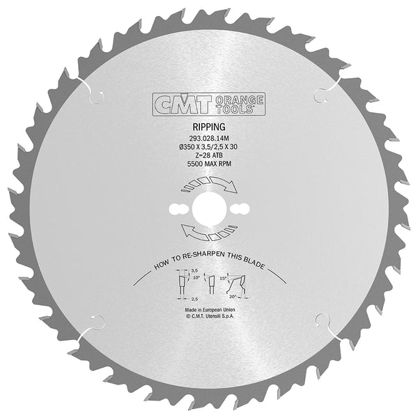 CMT Orange Tools 293.028.14M RIPPING 350x0.137”/0.098”x30mm  T=28 ATB