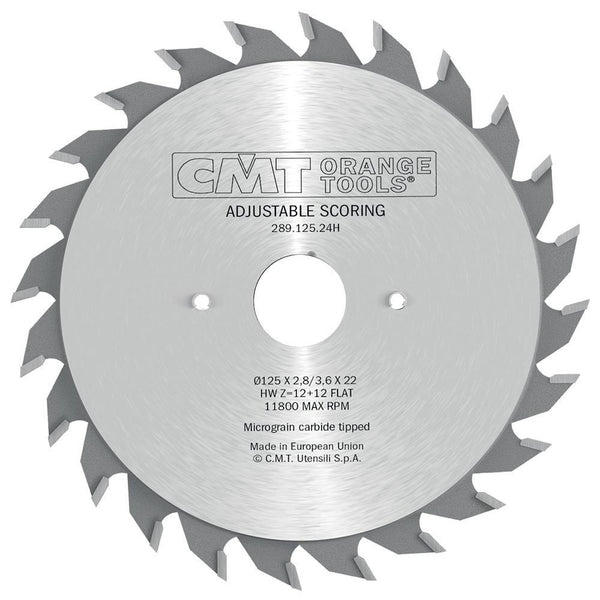 CMT Orange Tools 289.120.24K INDUSTRIAL SCORING ADJUSTABLE 120x2.8-3.6x22mm   T=12+12 FLAT