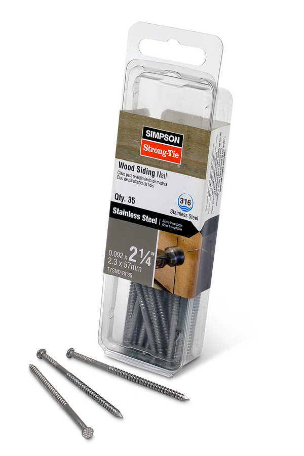 Simpson T7SND-RP35 Wood Siding Nail — 2-1/4 in. x .092 in. Type 316 Stainless Steel 35-Qty