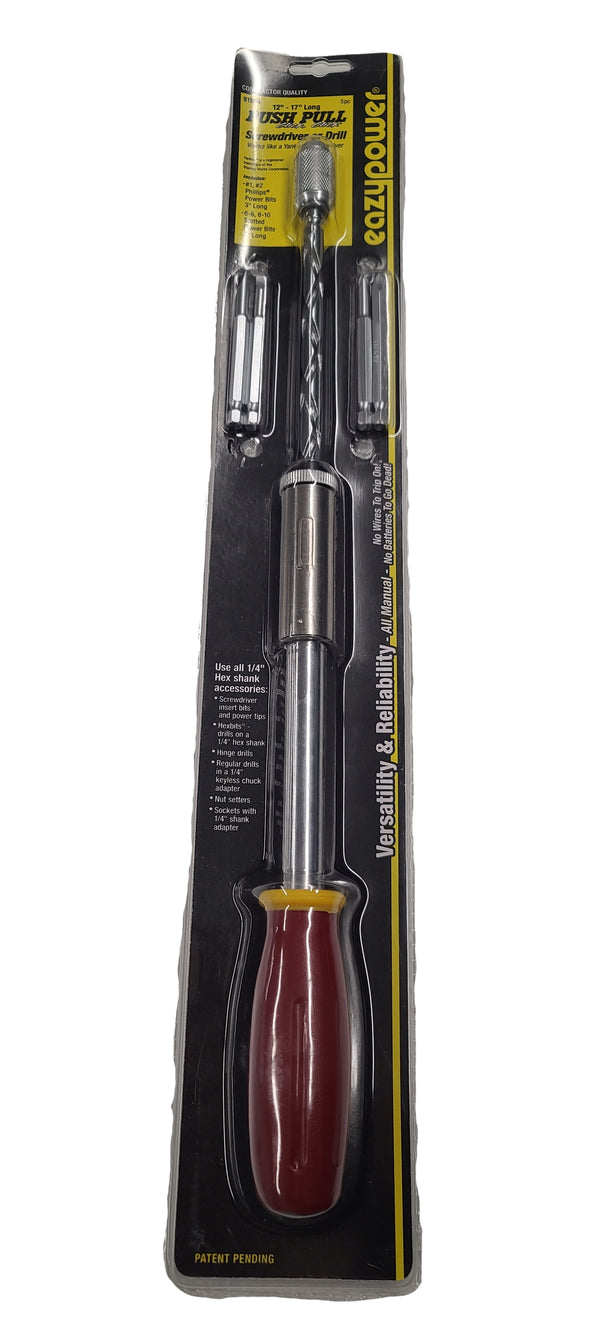 Eazypower 81964 12-17 in. Push Pull Click Click Screwdriver/Drill Kit with Bits, 5 Piece Set