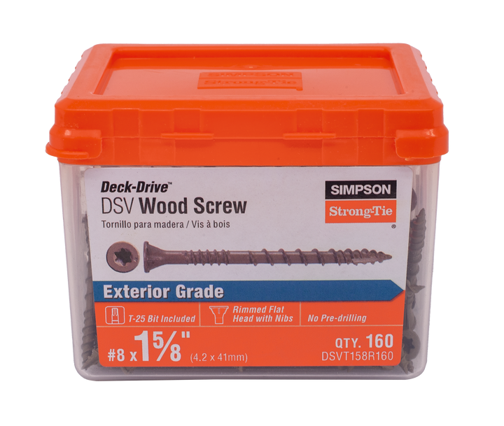 Simpson DSVT158R160 Deck-Drive DSV WOOD Screw — #8 x 1-5/8 in. T25, Flat Head, Quik Guard, Tan 160-Qty