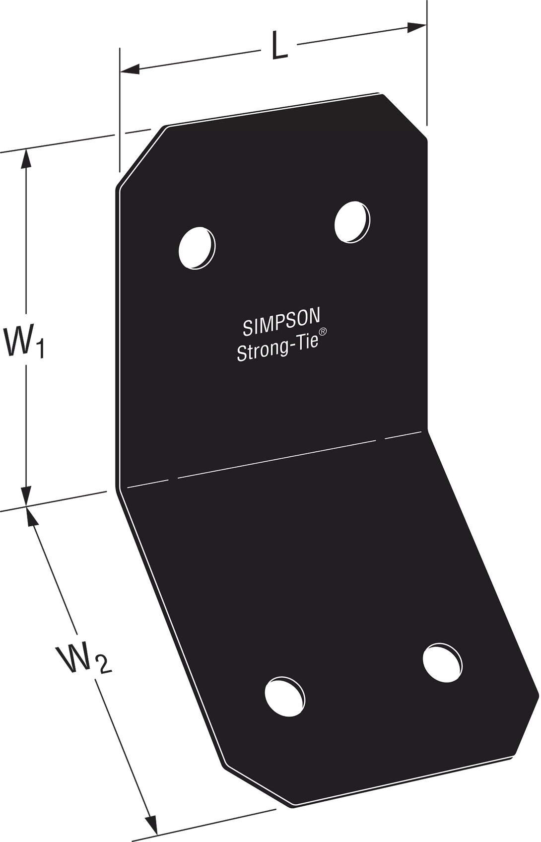 Simpson APVKB45-6 Outdoor Accents Avant Collection ZMAX, Black Powder-Coated Knee Brace Connector for 6x