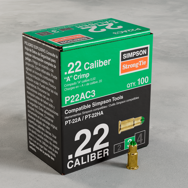 Simpson P22AC3 P22AC 0.22-Caliber Single-Shot Crimp Load, LVL 3, Green (100-Qty)