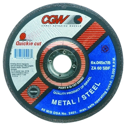 CGW Abrasives 45007 6"X.045X7/8" T27 ZA60-S-BF QUICKIE C.O. WHL