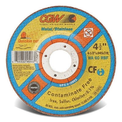 CGW Abrasives 45017 6"X.045X7/8" WA60-R-BFT27 QUICKIE CUT WHL