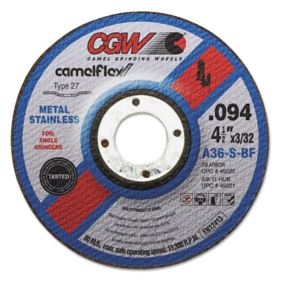 CGW Abrasives 45021 4-1/2X3/32X5/8-11 A36-S-BF T27 CUTOFF WHEEL