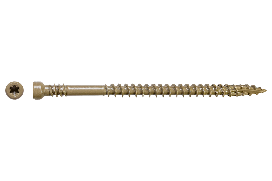 Simpson FT07212R100 Finish Trim Screw — #7 x 2-1/2 in. T10, Trim-Head, Quik Guard, Tan 100-Qty