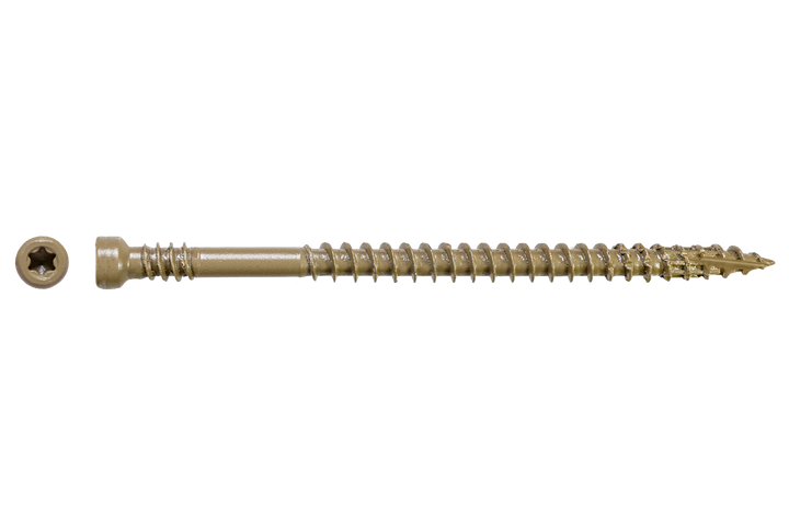 Simpson FT07212R100 Finish Trim Screw — #7 x 2-1/2 in. T10, Trim-Head, Quik Guard, Tan 100-Qty