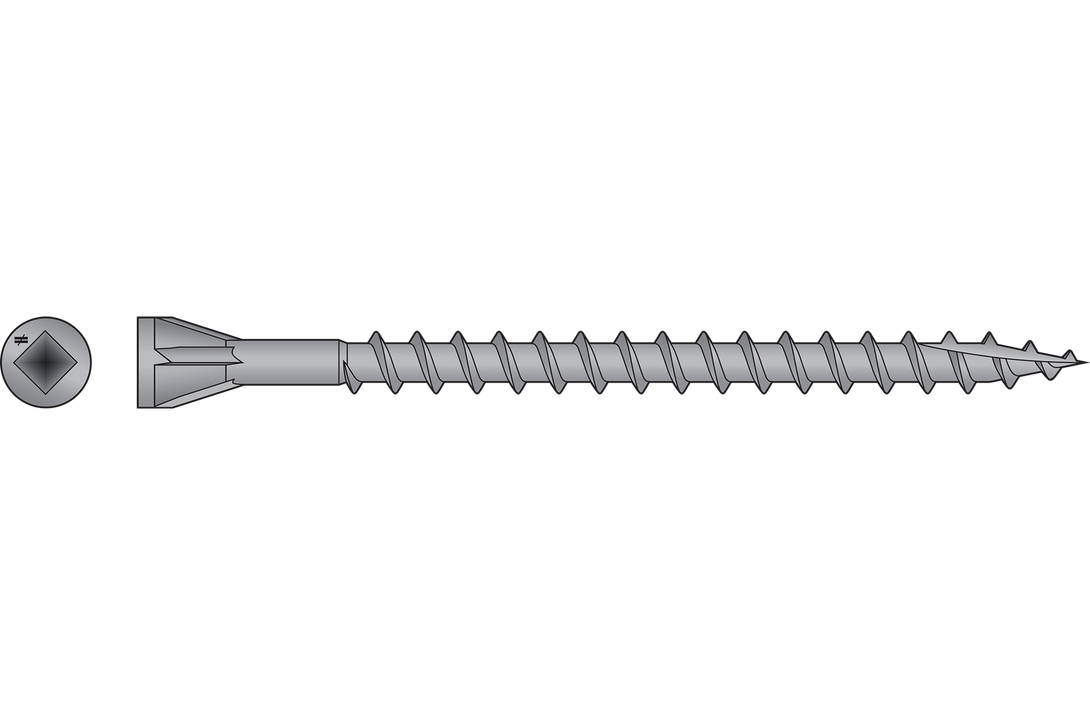 Simpson DTHQ2S Trim-Head Screw, Type-17 Point — #8 x 2 in. #2U Square Drive, Quik Guard 2000-Qty