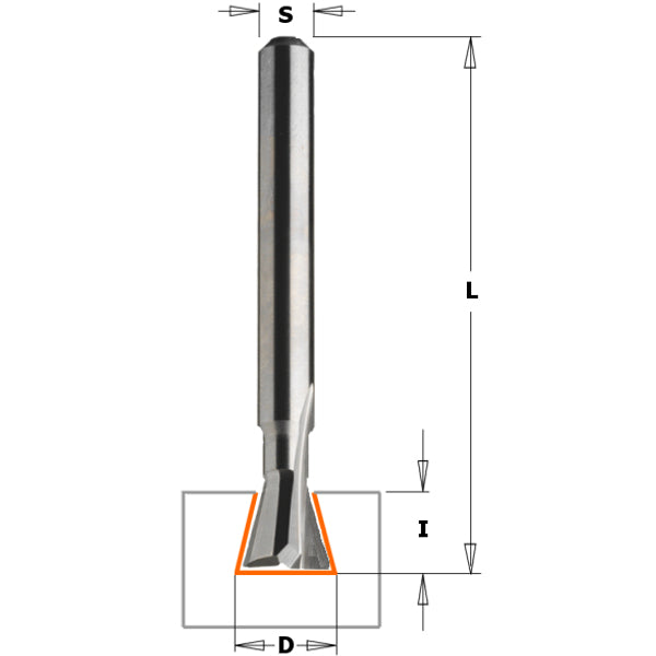 CMT Orange Tools 818.053.11 SOLID CARBIDE DOVETAIL BITS  D=7/32”  A=17°  S=1/4”