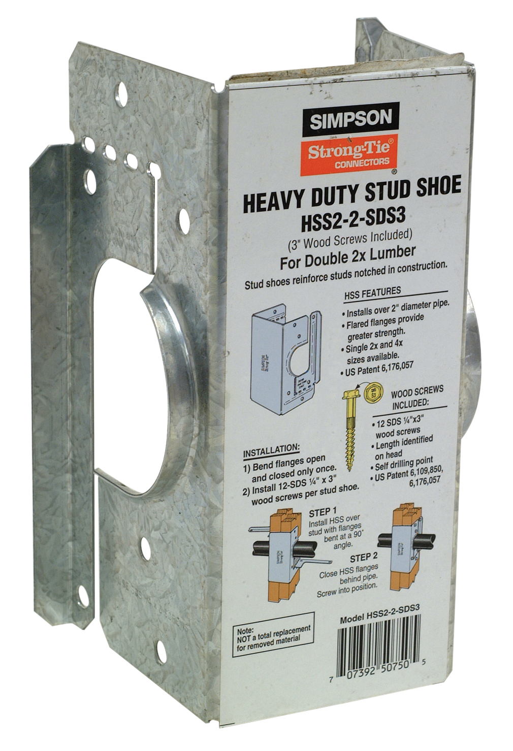 Simpson HSS2-2-SDS3 HSS Galvanized Stud Shoe for Double 2x, with Strong-Drive SDS Screws