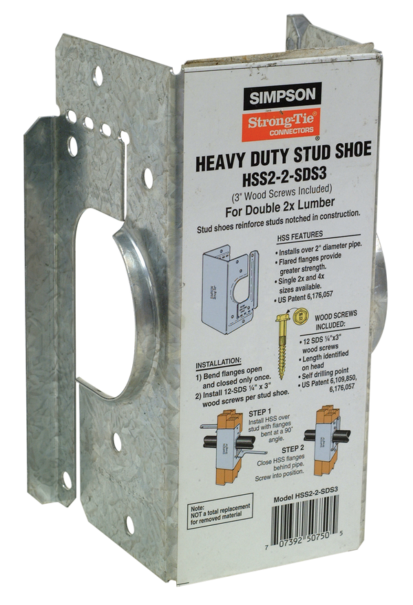 Simpson HSS2-2-SDS3 HSS Galvanized Stud Shoe for Double 2x, with Strong-Drive SDS Screws