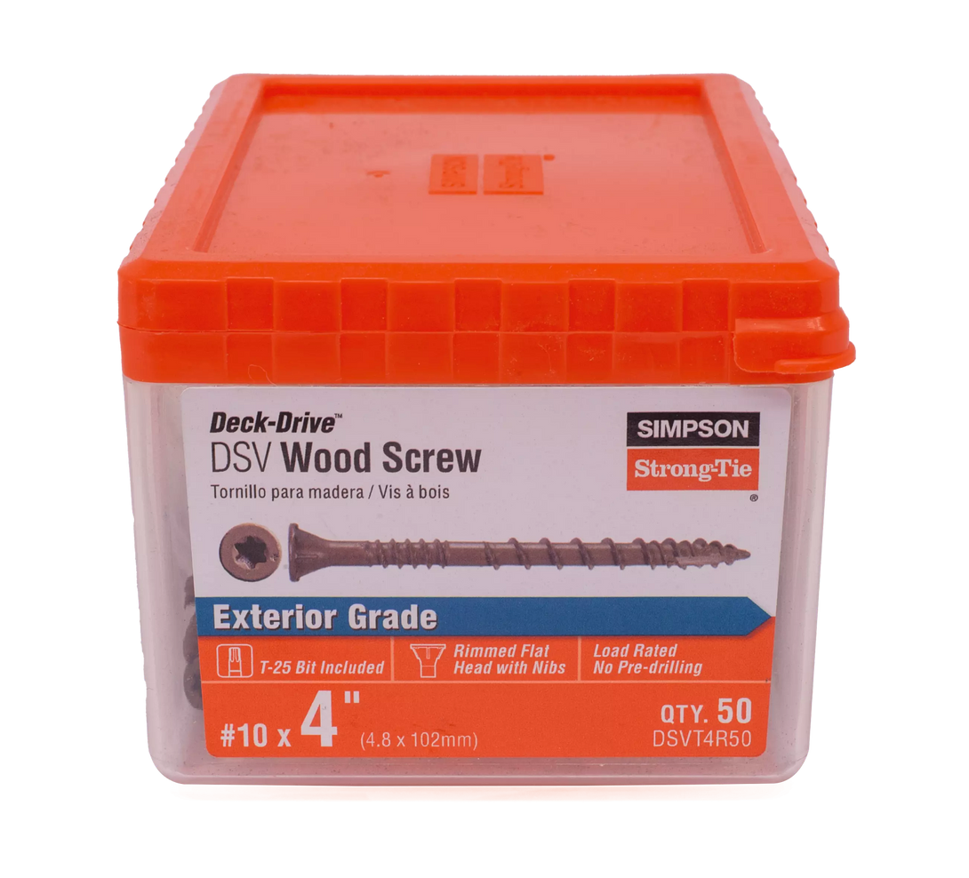 Simpson DSVT4R50 Deck-Drive DSV WOOD Screw — #10 x 4 in. T25, Flat Head, Quik Guard, Tan 50-Qty