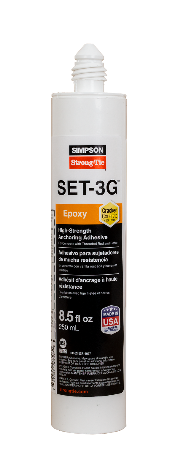 Simpson SET3G10 SET-3G 8.5-oz. High-Strength Epoxy Adhesive w/ 1 Nozzle and Extension