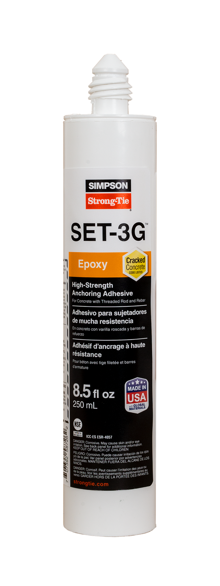 Simpson SET3G10 SET-3G 8.5-oz. High-Strength Epoxy Adhesive w/ 1 Nozzle and Extension