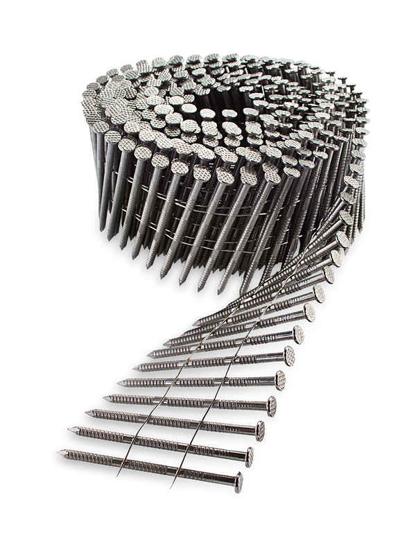 Simpson S12A150PNB 15° Wire Coil, Full Round Head, Ring-Shank Decking/Framing Nail — 1-1/2 in. x .099 in. Type 304 3600-Qty