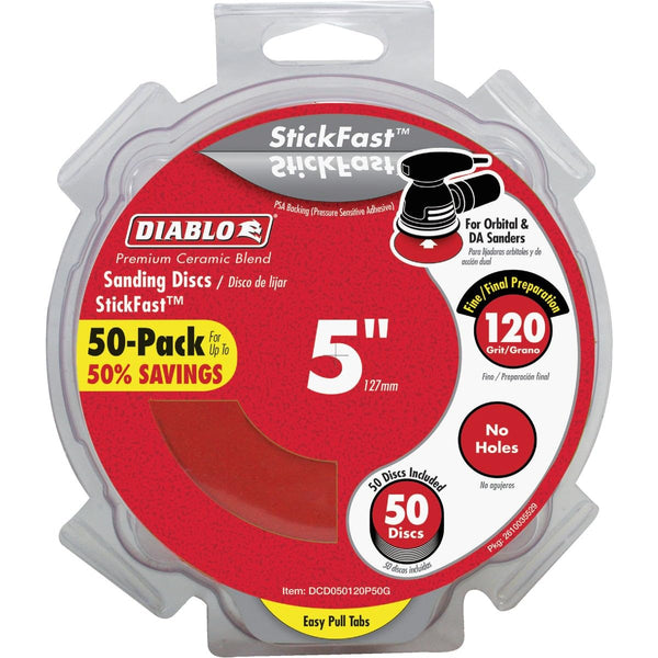 Diablo DCD050120P50G 5" 120-Grit StickFast™ ROS Sanding Discs (50-pk)