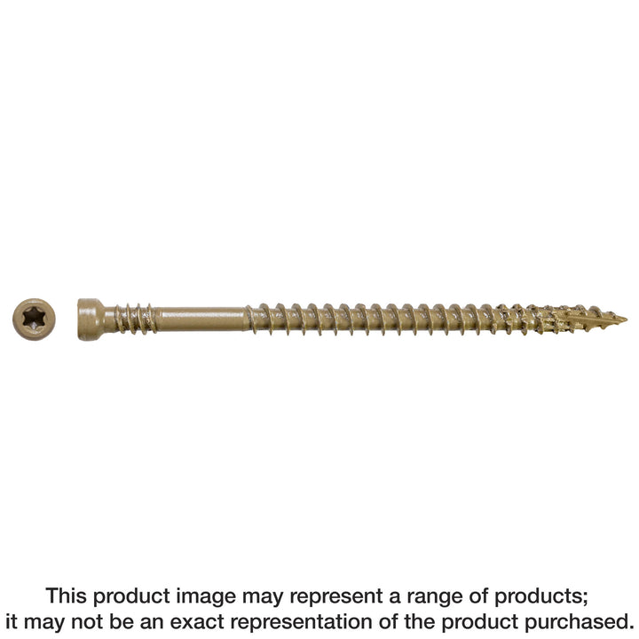 Simpson FT07212R100 Finish Trim Screw — #7 x 2-1/2 in. T10, Trim-Head, Quik Guard, Tan 100-Qty