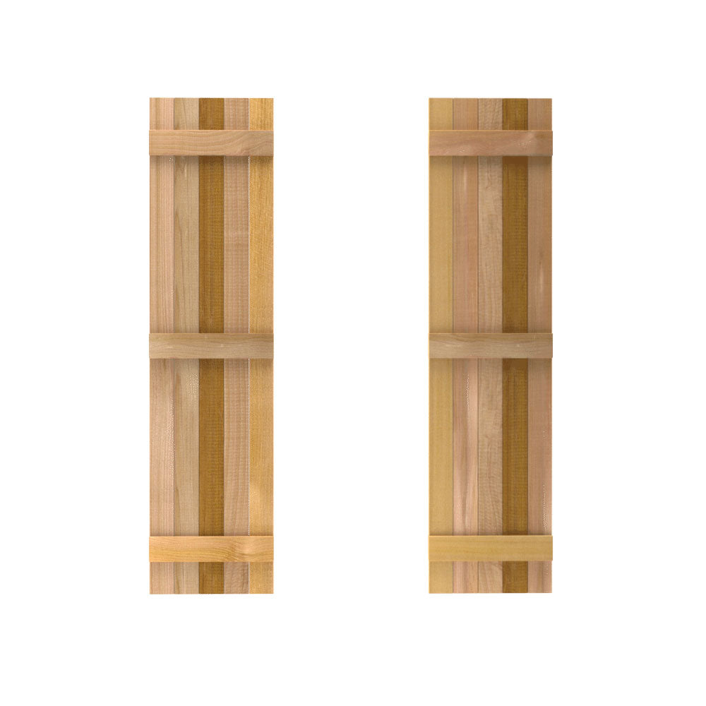 Design Craft Millworks 400229 15 in. x 36 in. 5 Board DUO Natural Cedar Board-N-Batten Shutters Pair