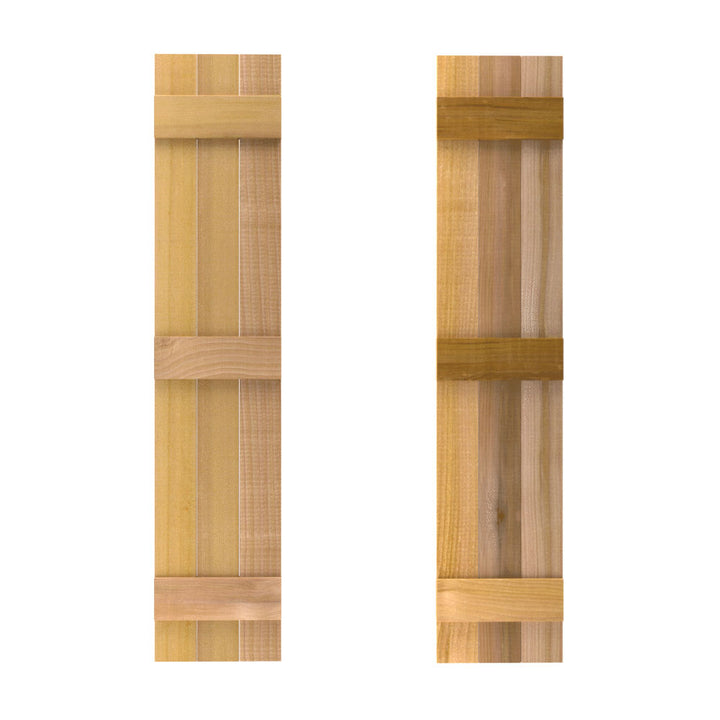 Design Craft Millworks 400298 15 in. x 52 in. 3 Board DUO Natural Cedar Board-N-Batten Shutters Pair