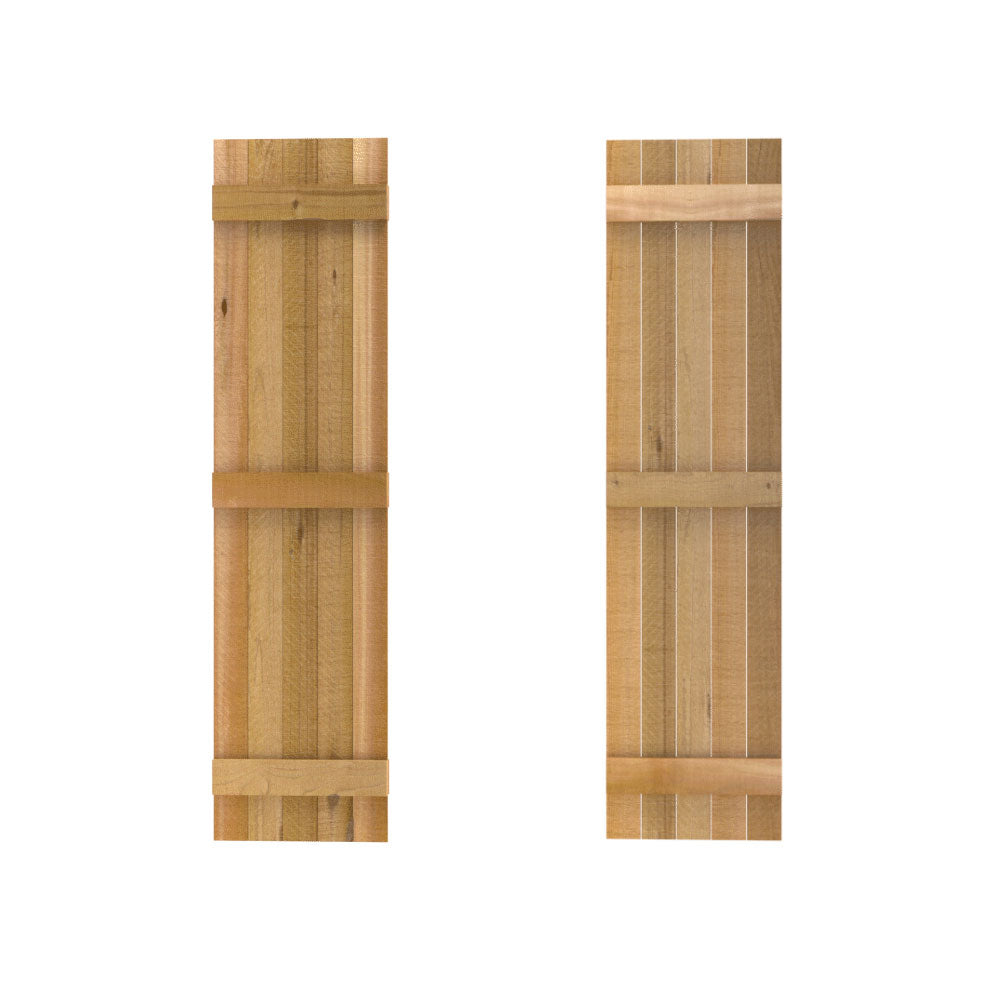 Design Craft Millworks 400329 15 in. x 60 in. 5 Board DUO Natural Cedar Board-N-Batten Shutters Pair