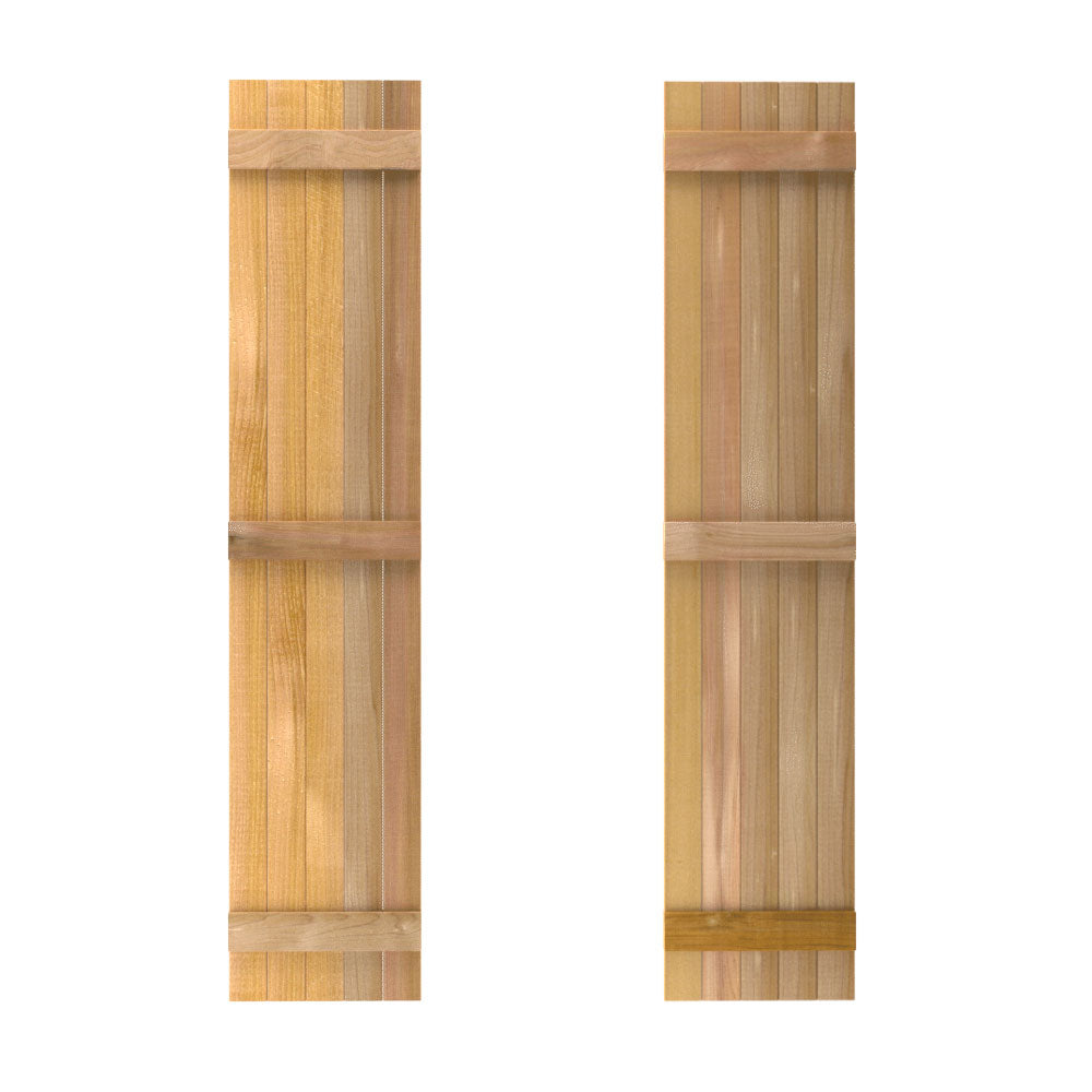 Design Craft Millworks 400349 15 in. x 64 in. 5 Board DUO Natural Cedar Board-N-Batten Shutters Pair