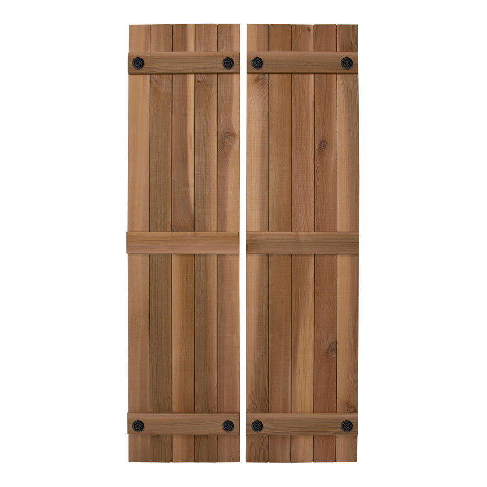 Design Craft Millworks 600325 Porter 15 in. x 60 in. Cedar Board and Batten Shutters Pair in Natural Cedar