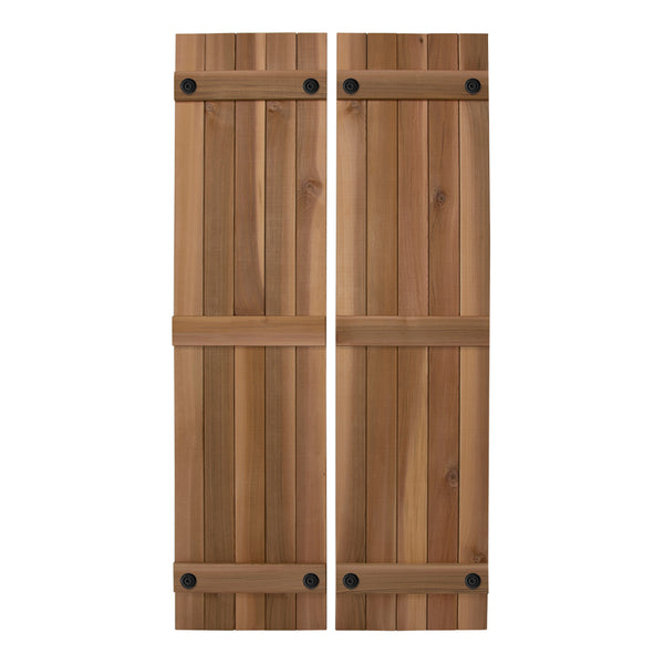 Design Craft Millworks 600365 Porter 15 in. x 72 in. Cedar Board and Batten Shutters Pair in Natural