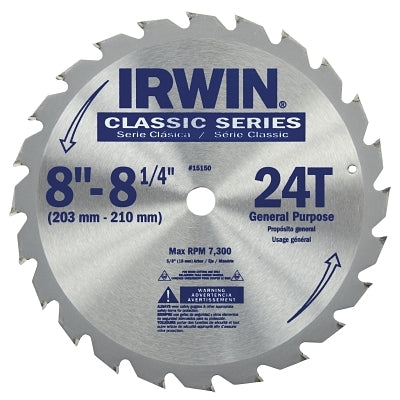 Irwin 15150 Carbide-Tipped Circular Saw Blades, 8 1/4 in, 24 Teeth