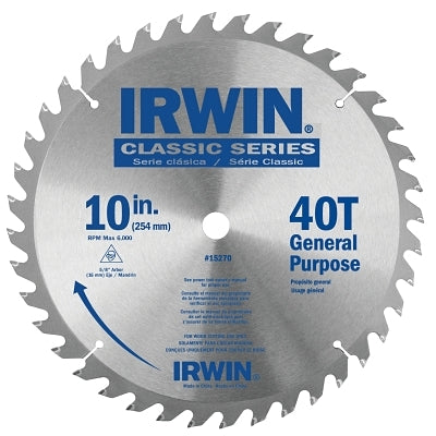 Irwin 15270 Carbide-Tipped Circular Saw Blades, 10 in, 40 Teeth