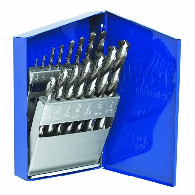 Irwin 60137 High Speed Steel Drill Bit Set, 1/16 in to 1/2 in Cut dia, Metal Case, 15/Set