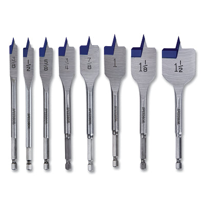Irwin IWAX128PC Speedbore MAX Wood Drilling Bit Set, Cutting Diameter 3/8 in to 1-1/2 in, 8 Pc