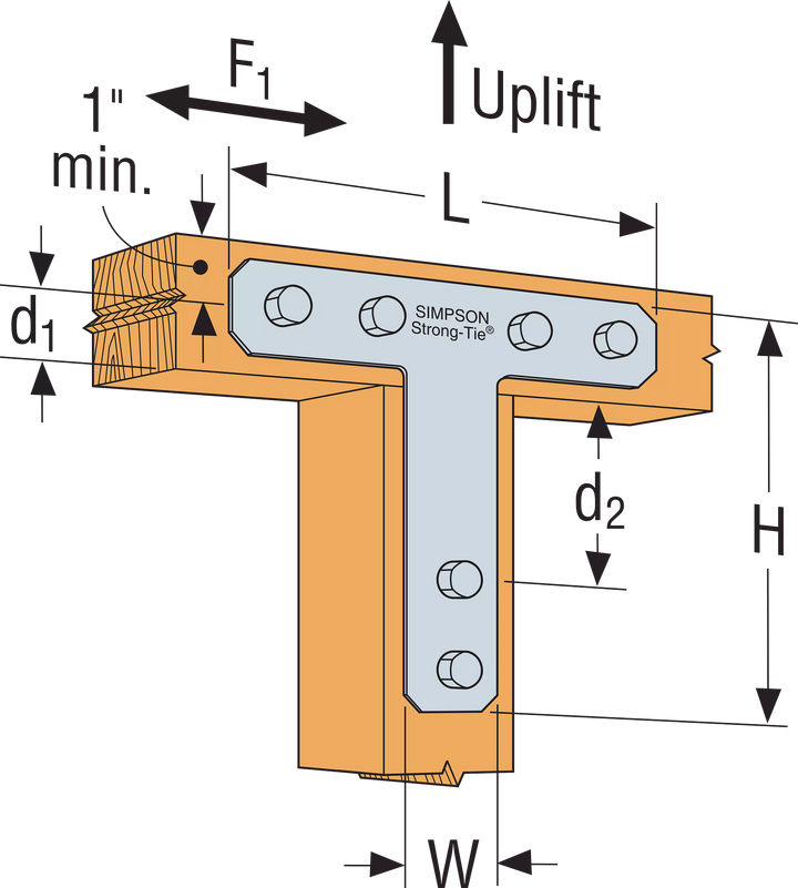 Simpson 1212HT HT 12 in. x 12 in. 7-Gauge Galvanized Heavy T Strap