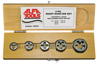 ALFA Tools TDS5LC 5PC CARBON STEEL LEFT HAND DIE SET NC 1/4-1/2 1/pack