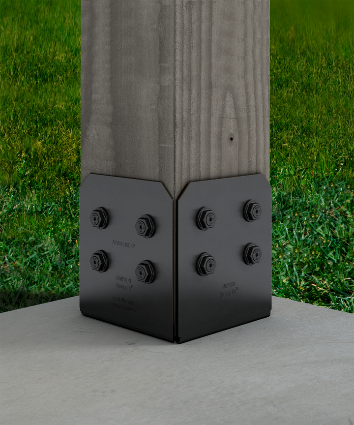 Simpson APVB1010 Outdoor Accents Avant Collection ZMAX, Black Powder-Coated Post Base for 10x10