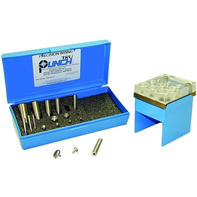 Precision Brand 40110 TruPunch Punch & Die Sets, English, 9 Punches, 8 Die, Plastic Case