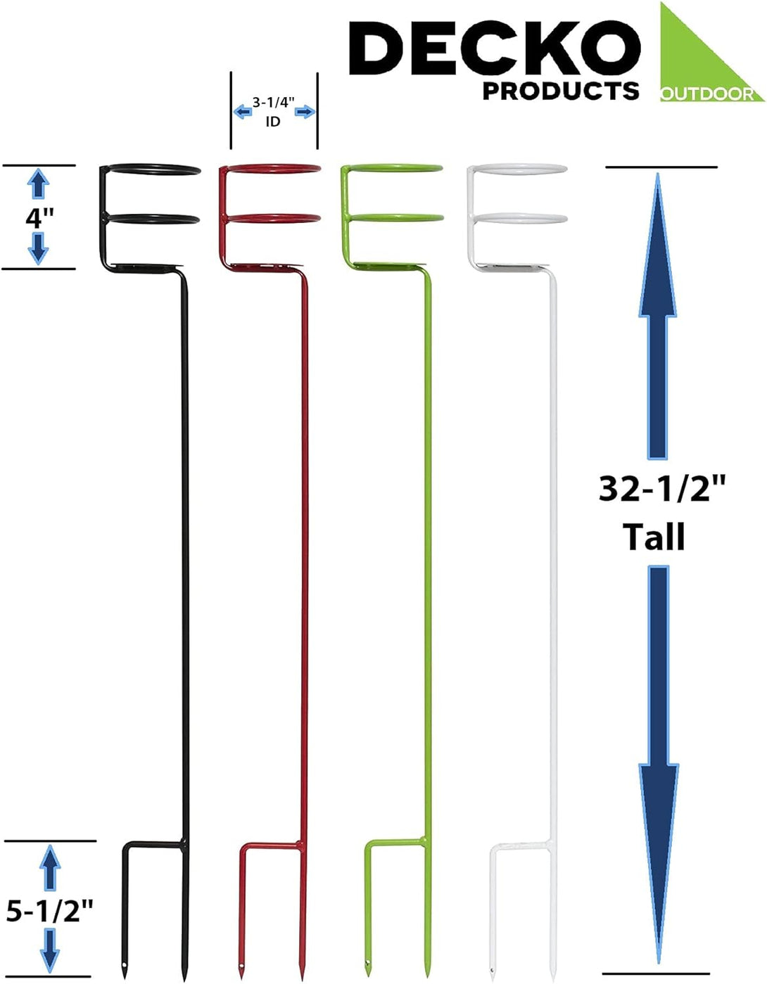 Decko Products 30251 Heavy Duty Outdoor Beverage/Drink Holder Stakes, 4-Count, Multiple Colors